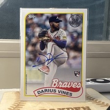 Topps 2024 Update 1989 Autographs Darius Vines Rookie #89BA-DAV Braves