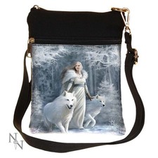 Image of Nemesis Now Small Gothic Winter Guardians Fantasy Wolf Shoulder Bag by Anne Stok