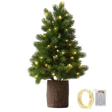 19.7 Inch Table Top Artificial Christmas Tree Wooden Planter Norfolk Pine