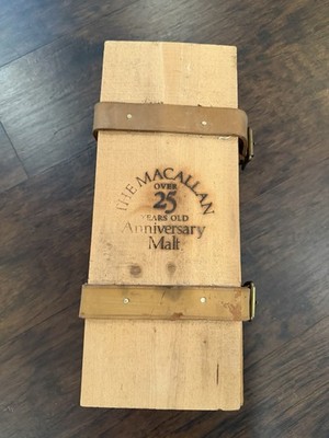 The Macallan 25 Years Old Anniversary Scotch Whisky Wooden Box w/ Leather Straps