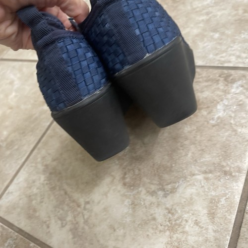 STEVE MADDEN BLUE BASKET WEAVE LOAFER ** SIZE 7 LACE UP WEDGE HILL - Picture 2 of 7