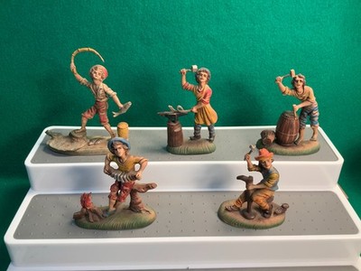 Montecatini Village Folks Lot of 5 Nativity Figures Italy Vinyl 4''