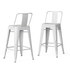 SIMPLIHOME Rayne Counter Stools (Set of 2) - 24 Inch Seat Height Metal Kitche...