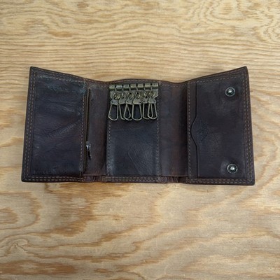 Vintage Dockers Leather Key Wallet Brown Tri Fold Key Holder