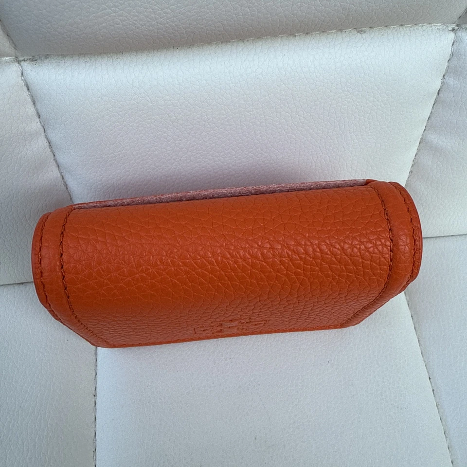 Estuche para tarjetas de crédito Tory Burch Thea de cuero naranja brillante bolsa a presión billetera Foto 2 de 4