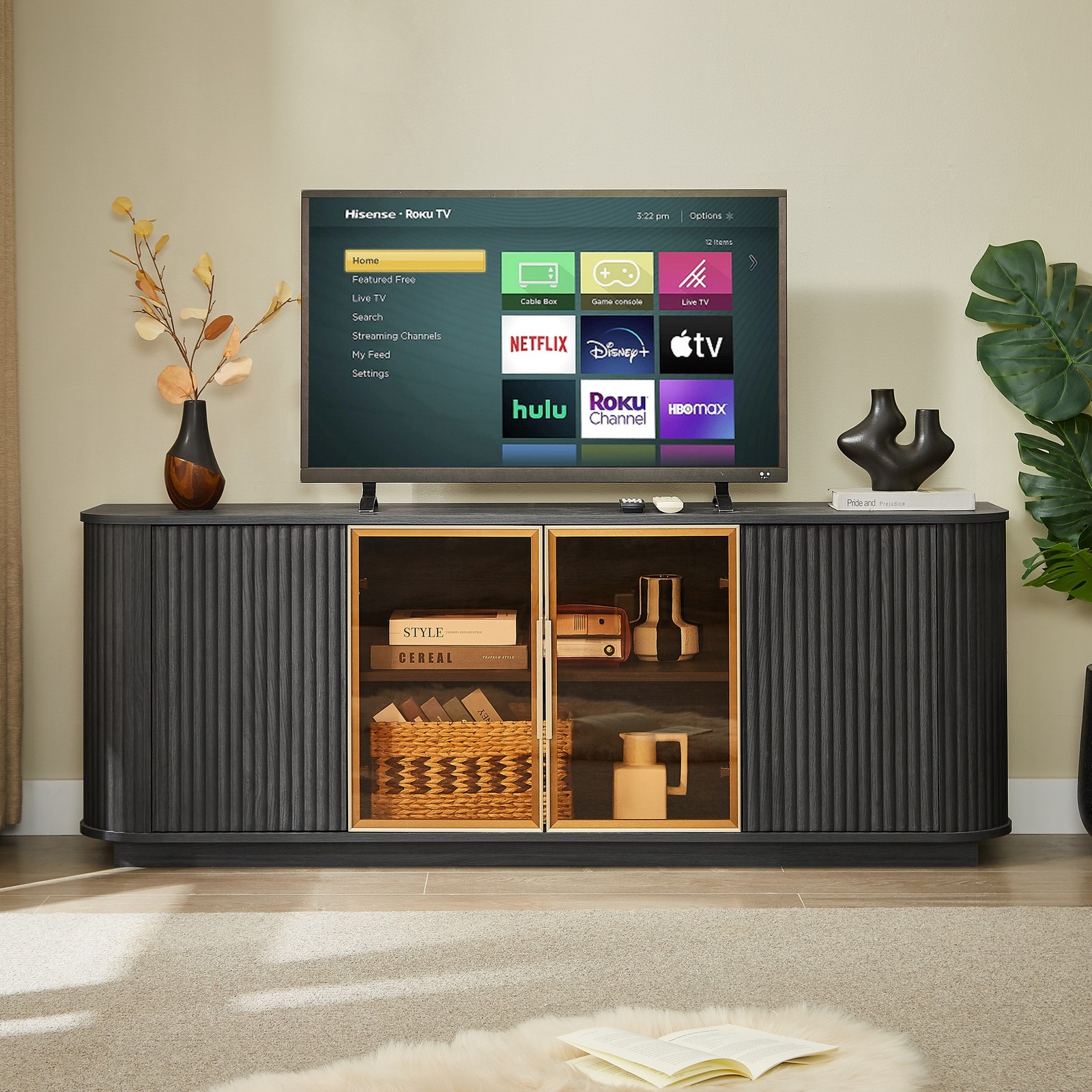 Unit Console Cabinet Sideboard Led Lights