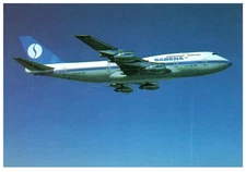 Vintage Postcard Sabena Boeing 747 300 Jet Airliner In Flight Belgium Aviation