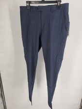 Bar III Pants Mens 33x30 Blue Slim Fit Power Stretch Wool Blend Dress Trousers