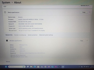 Lenovo V15 G2 ITL 15.6'' Laptop Intel Celeron N4500 16GB RAM Windows 11 Pro Black
