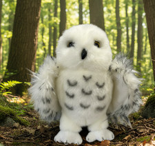 Douglas Cuddle Snowy Owl Plush Toy White black Spotted Stuffed Animal Wingspan