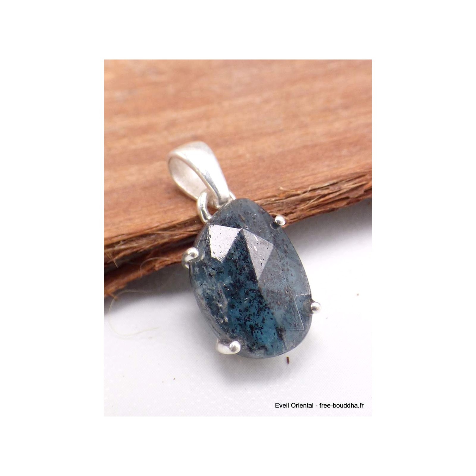 Pendentif cyanite mousse bleu sarcelle CWA100.2, cadeau unique d'anniversaire