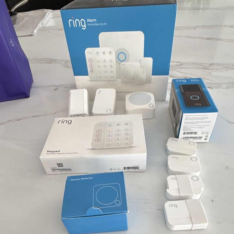 Ring Alarm Home Security Kit Complete System, Keypad, Motion, Extender, White