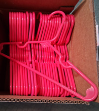 Lot of 30 Pink Sturdy Plastic Tubular Kids 11.5" Hangers Toddler Baby Girl