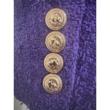 AQUA Purple Cropped Boucl  Blazer Gold Lion Buttons Size M