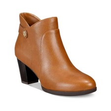 GIANI BERNINI Women's Brown Block Heel Zip Up Booties