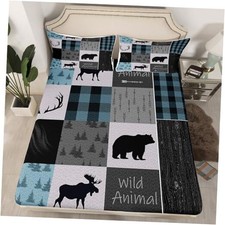 Camping and Hunting Themed Bedding Sheet, for Girls Boys Children Queen Multi 3