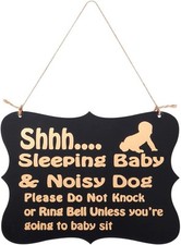 Baby Sleeping Sign for Front Door, Shhh Door Sign, Do Not Black