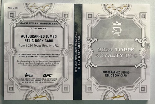 2024 Topps Royalty UFC JRB-JDM Jack Della Maddalena Booklet Relic Auto /25 SSP - Picture 2 of 2