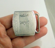 Estate Vintage Stunning Sterling Silver Square Detailed Belt Buckle