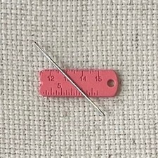 Pink Measuring Tape Enamel Needle Minder, Pink Ruler Needle Nanny