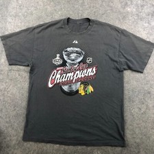 Chicago Blackhawks Shirt Men XL Gray 2010 Stanley Cups Champions Short Sleeve