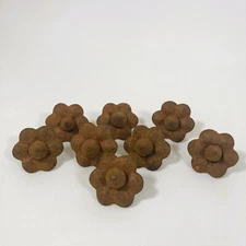Antique Rusty Cast Iron Metal Rosettes Floral Hardware Spikes 1.75" Set of 8