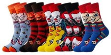 5 pares de calcetines divertidos de dibujos animados para hombre. Horror, Freddy, Chucky Halloween