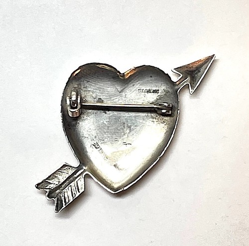 Vintage Sterling Silver USN Heart Military Pin - Picture 3 of 4