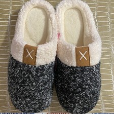 Ning Slippers Memory Foam Women's US 9.5 42/43 Slip On Black Fleece