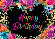 Happy Birthday Watercolor Bloom Flowers 7x5ft Vinyl Backdrop Photo Background LB