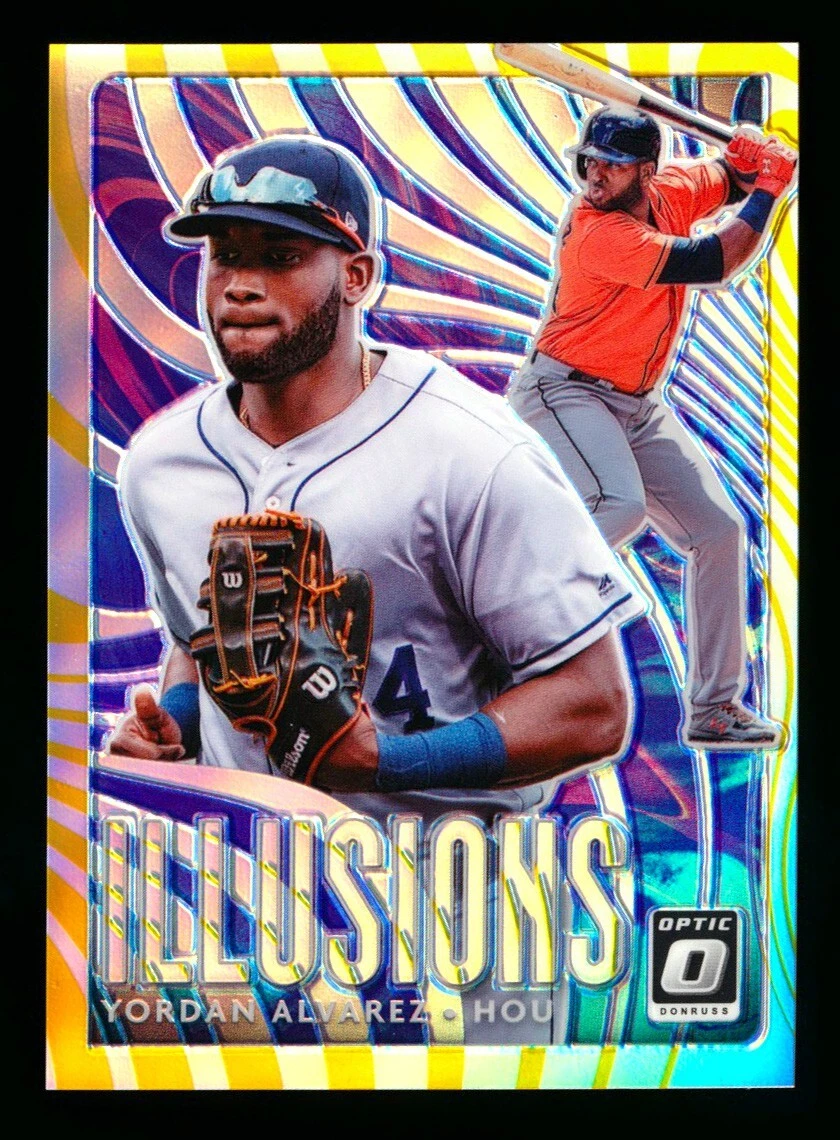 2020 OPTIC YORDAN ALVAREZ ILLUSIONS GOLD PRIZM REFRACTOR RARE ASTROS SSP #05/10!
