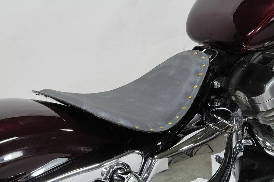 Asiento Bobber Solo de cuero real negro para Harley Davidson de V-Twin Foto 2 de 2