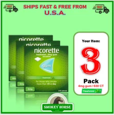 3 X Nicorette Gum 4mg Freshmint 210 Pieces ""SHIP FROM USA --- SUPER FAST""