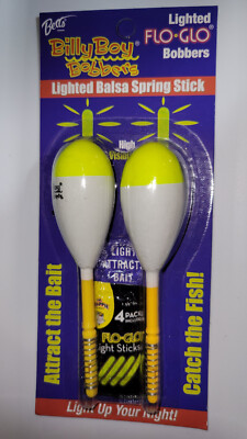 Betts Billy Boy Lighted Balsa Spring White Float Bobber 2 Pieces ~ FREE Shipping