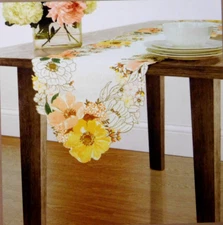 Home Wear Floral Embroidered Spring Easter Table Runner Centerpiece 14 X 72