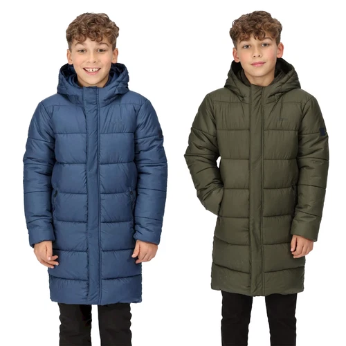 Regatta Kids Boys Bodie Insulated Jacket Childs Long Hooded Puffer Coat RRP 100