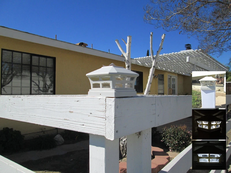 8 postes cuadrados de plástico blanco roto montaje en cerca 5x5 jardín exterior luz solar 250X8 Foto 4 de 4