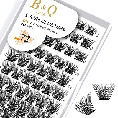 BESUCHE DEN B&QAUGEN-STORE Wimpern Einzeln 72 Pcs B02 B&Q DIY Lash Clusters Einzelne Wimpern Für Anfänger W