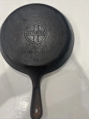 VINTAGE GRISWOLD Skillet #42 Cast Iron Shallow Snack Small 42 A Cooking Rare 8”
