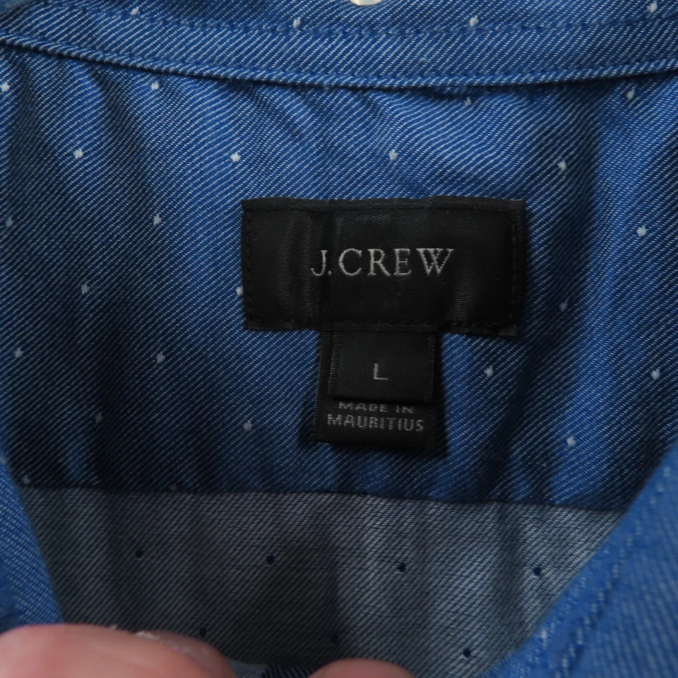 Camisa J Crew Para Hombre Grande Azul Lunares Manga Larga Abotonada Delgada Ligera Foto 4 de 4