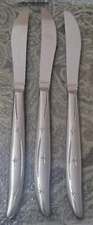 3 Vintage Superior Stainless USA Table Din Knifes Starburst Atomic Star INS16 8"