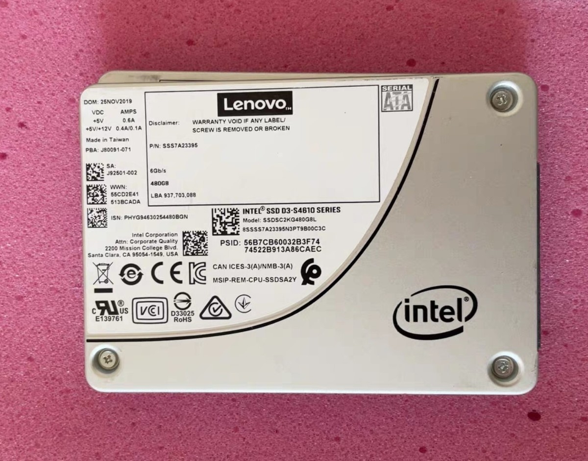 Intel SSD D3-S4610シリーズ 480GB x2個セット Intel D3 S4610 SSDSC2KG480G801 SSDSC2KG480G8 480GB 2.5'' TLC SSD