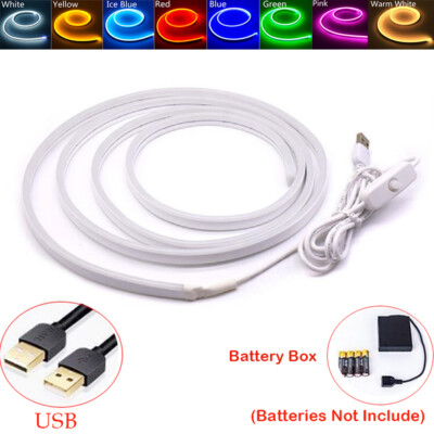 Usb Led Rope USB LED Strip Neon Flex Rope Light 5V Battery Flexible Outdoor Sign ...