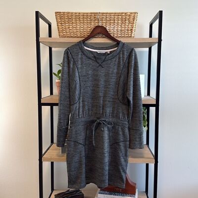 Athleta Give It Your All Long Sleeve Sweater Dress in Marled Charcoal Grey, S