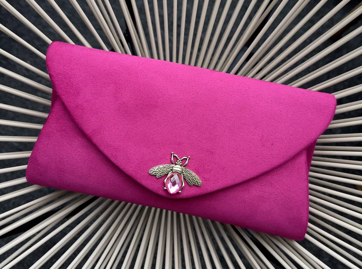 Bright pink store clutch bag