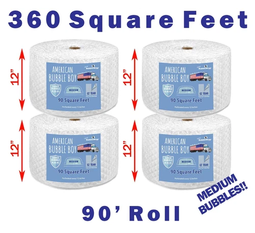 12" Medium (5/16) American Bubble Boy Bubble Wrap - 360 Square feet - product listing photo