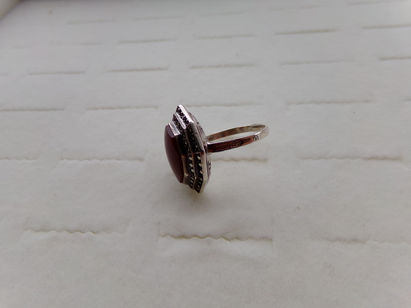 Red Brown Stone Solid Sterling Silver 925 Ring Si… - image 3