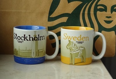 Starbucks City Mug Set of two Demitasse Espresso Stockholm Schweden 3oz NEU
