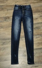KanCan Signature Estilo Women's Skinny Jeans Size 23 Dark Wash Distress 5 Button