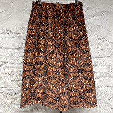 Vtg 60s 70s Handmade Velvet Midi Skirt Hippie Boho Festival Geometric Pattern